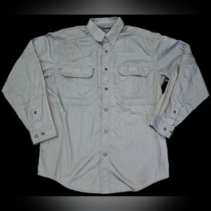 5.11 Tactical Pro Men's M, Gray Button-up Long-sleeve Shirt: Workwear, Utility